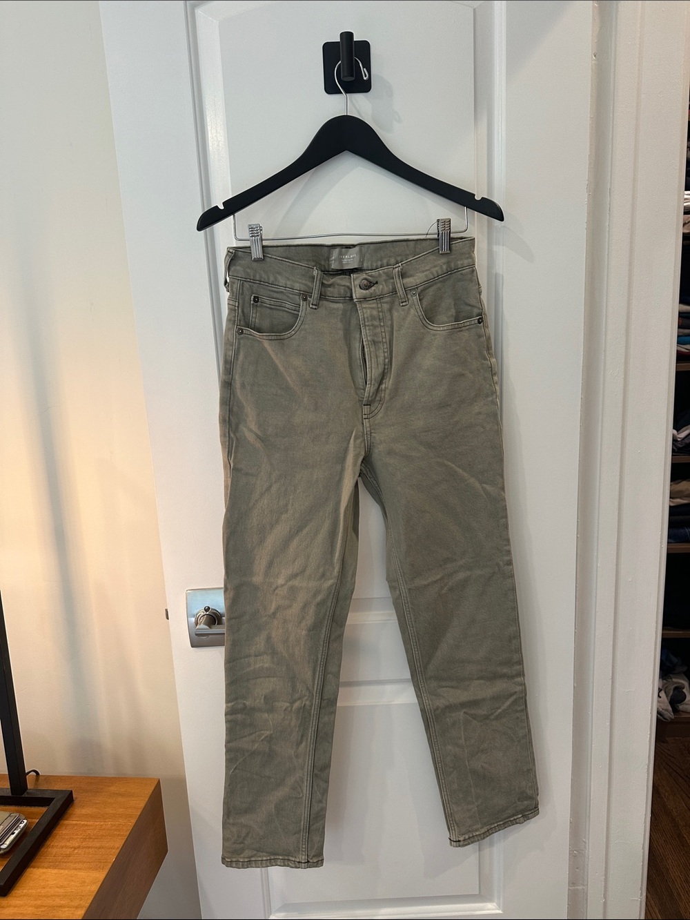 Everlane Women’s Organic Cotton “The Way-High Slim” Olive Slim Straight Jeans